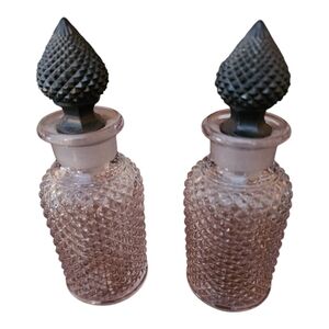 Pair Of Vintage Quilted Glass Bottles
